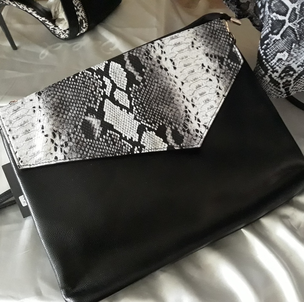 Black Snake Print Handbag
